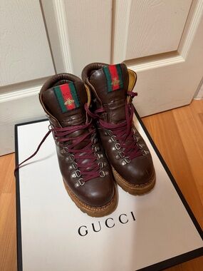 Gucci Brown Leather Hiking Boots